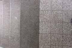 Dökme mozaik merdiven basamağı ve karo mozaik sahanlık birleşimi